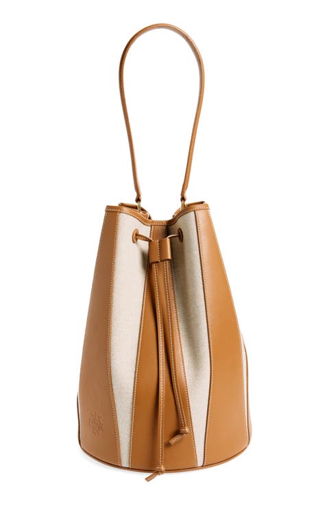 Large Drum Canvas & Leather Bucket Bag