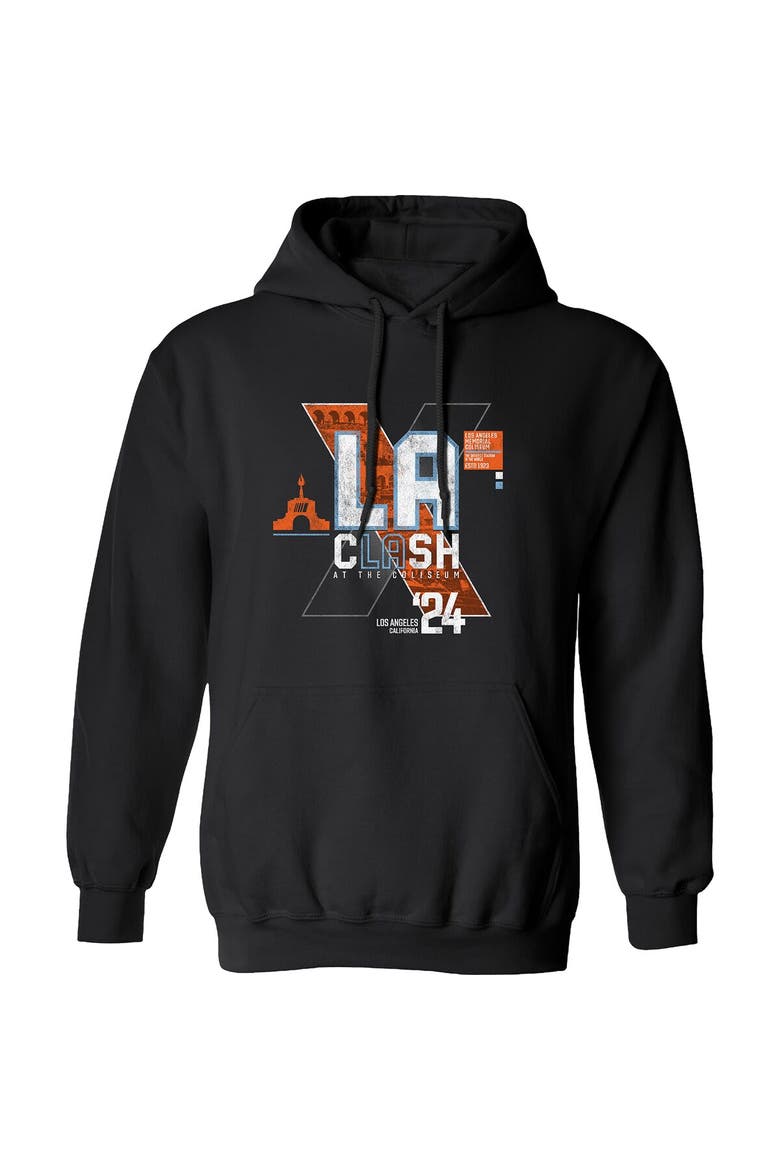 Men's Checkered Flag Sports  Heather Charcoal 2024 Clash at the Coliseum Graphic Pullover Hoodie, Alternate, color, Black