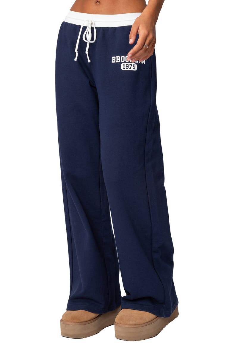Brookie Cotton Graphic Sweatpants, Alternate, color, NAVY