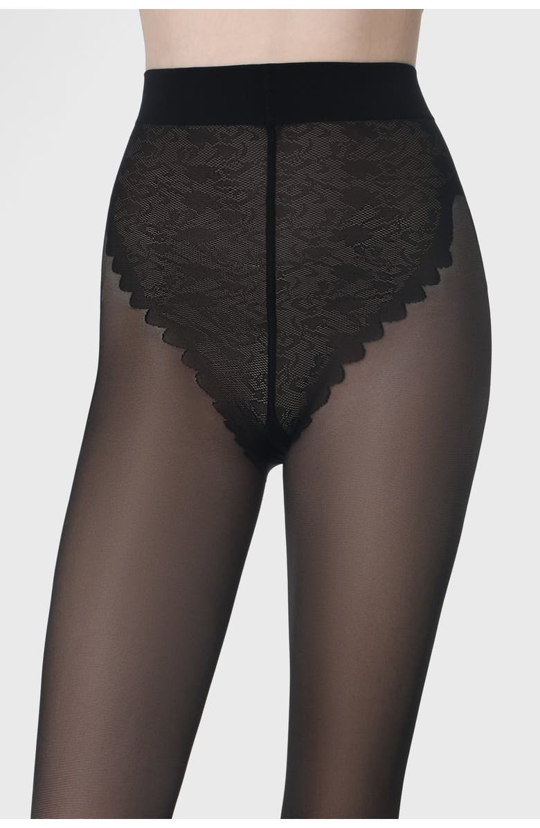 SKYTIGHTS CabinComfort 70 Denier Sheer Compression Tights Skin Tone and Black Shades, Alternate, color, Black Tights