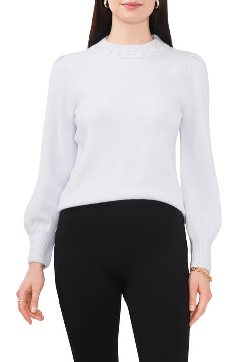 Imitation Pearl Collar Sweater