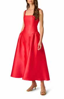 Shirred Mikado Cocktail Dress