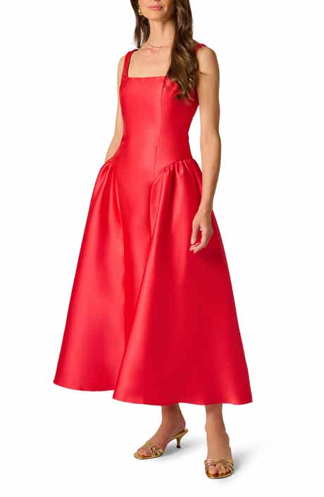 Shirred Mikado Cocktail Dress