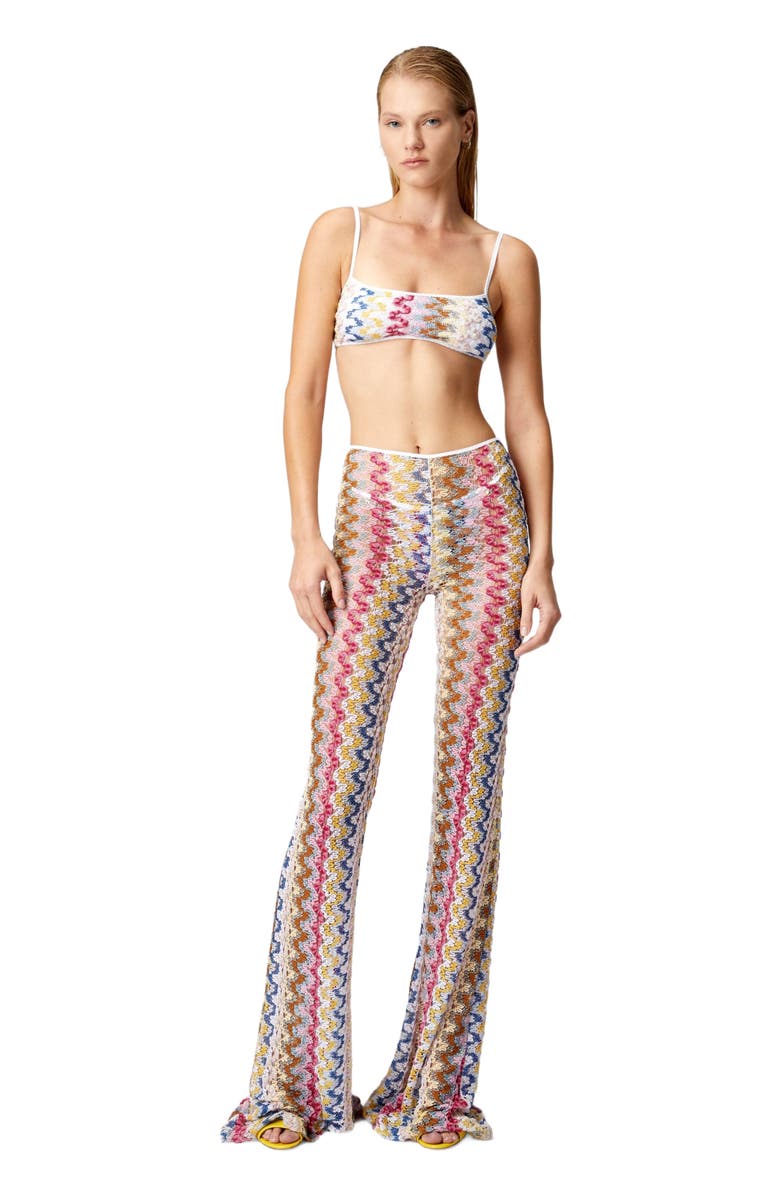 Missoni Low-rise Flared Trousers In Lamé Viscose Lace, Main, color, 
