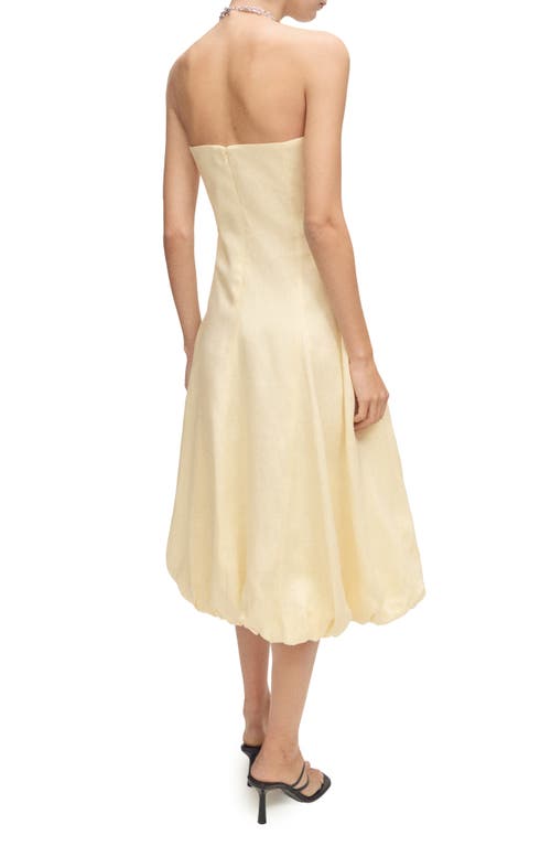 Shop Mango Strapless Bubble Hem Linen Dress