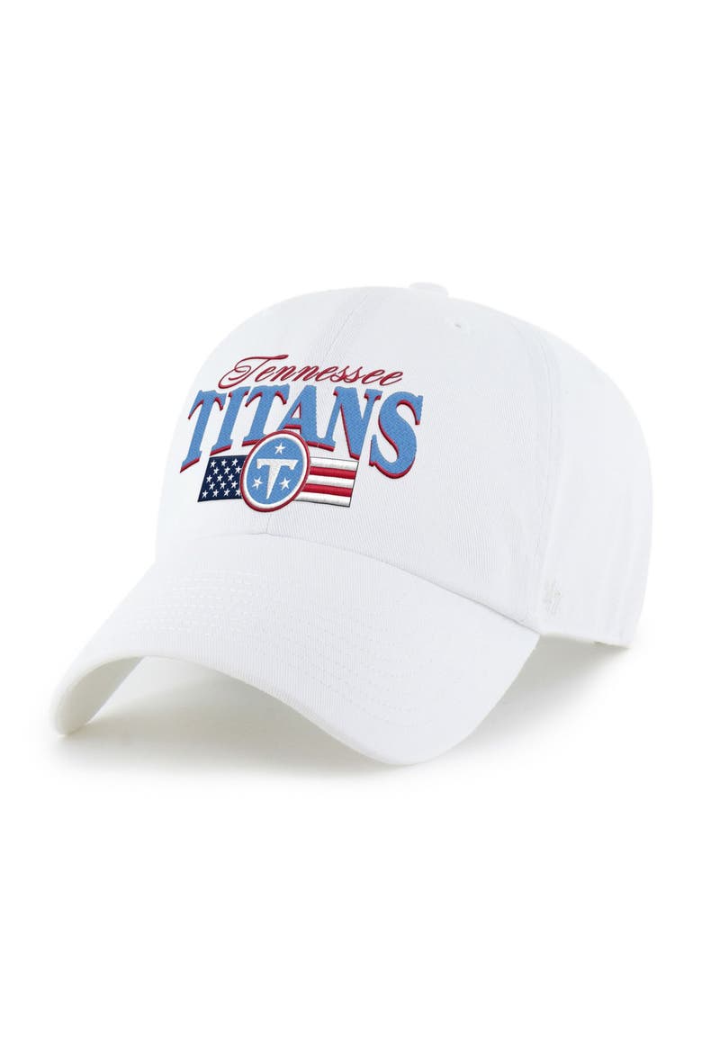 Men's '47 White Tennessee Titans American Flag Clean Up Adjustable Hat, Main, color, White