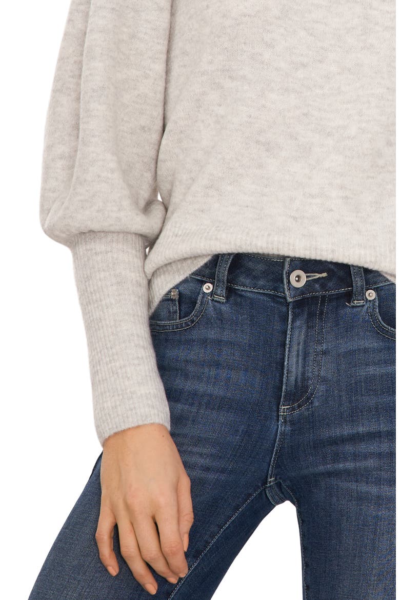 Juliet Sleeve Crewneck Sweater, Alternate, color, SILVER HEATHER