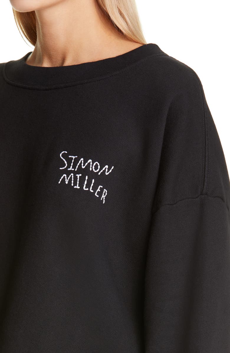 Simon Miller Logo Embroidered Crop Cotton Sweatshirt, Alternate, color,