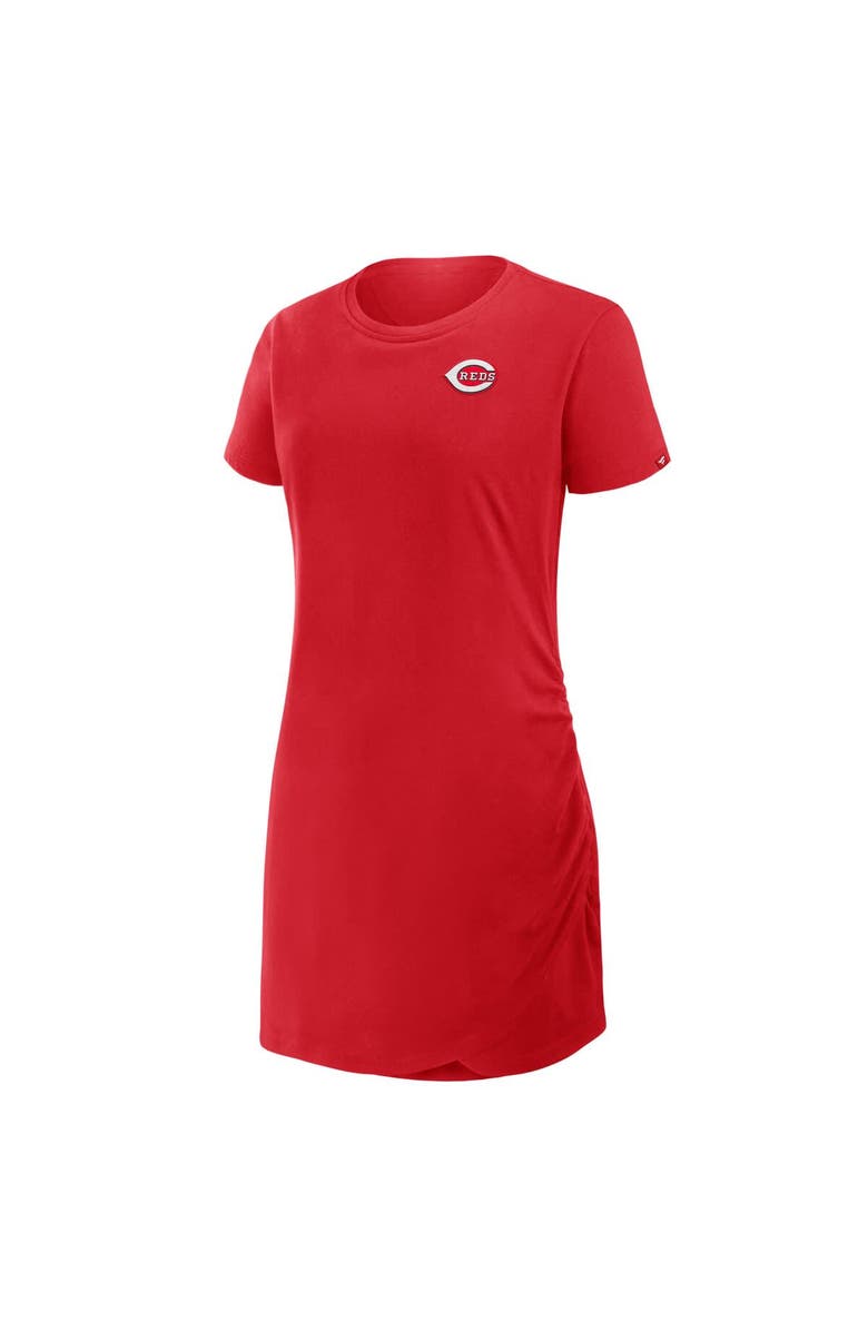 FANATICS Women's Fanatics Red Cincinnati Reds Ruched Drape T-Shirt Dress, Alternate, color, Red