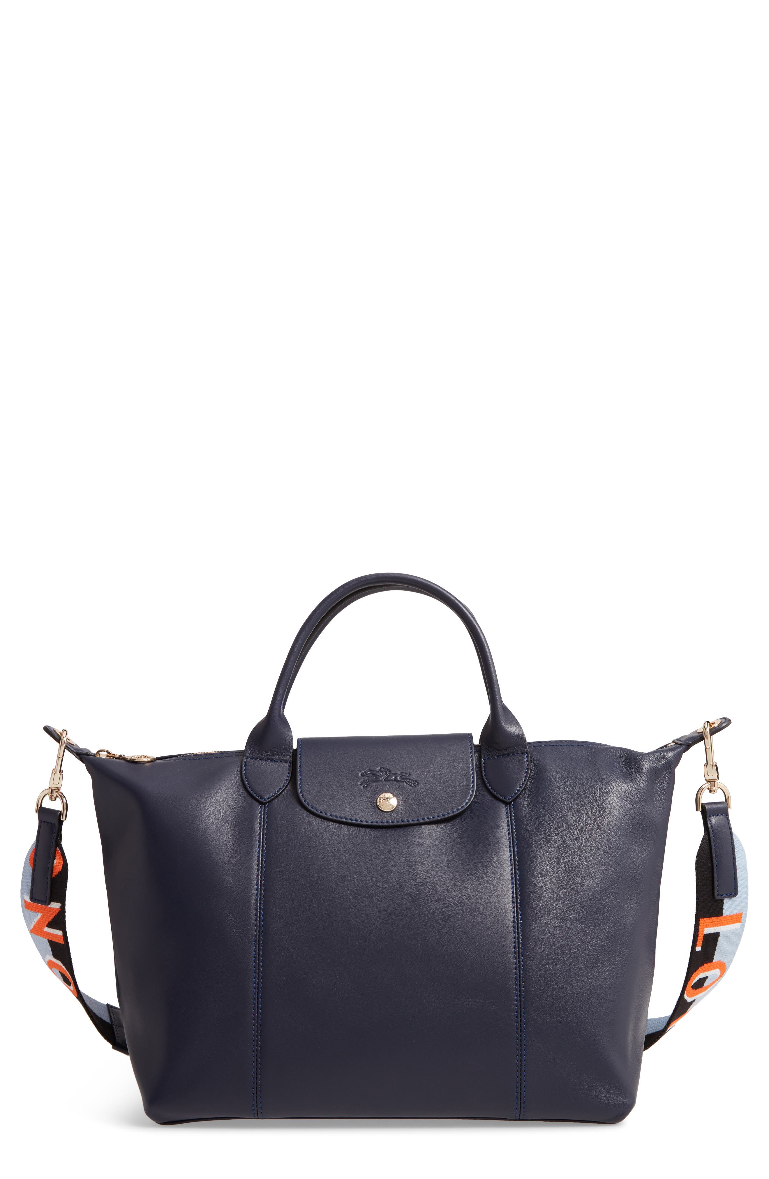 Longchamp Le Pliage Cuir Lambskin Leather Tote, Main, color, 
