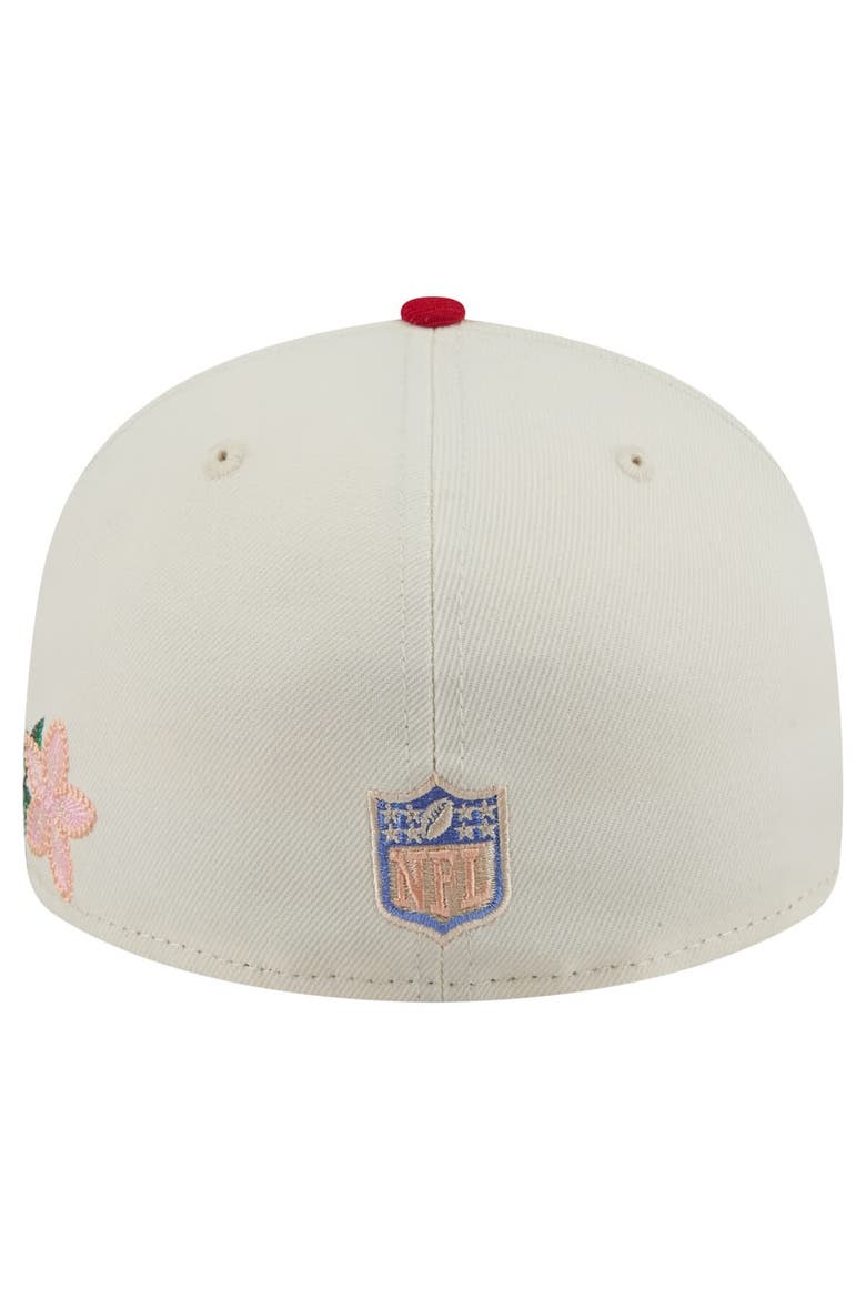 Men's New Era Cream/Scarlet San Francisco 49ers Tonal Floral 59FIFTY Fitted Hat, Alternate, color, Cream