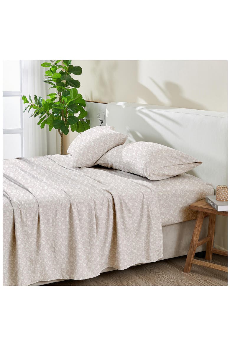 Killian Pre-Washed Sheet Set, Main, color, DIAMOND FLOWER GRAY