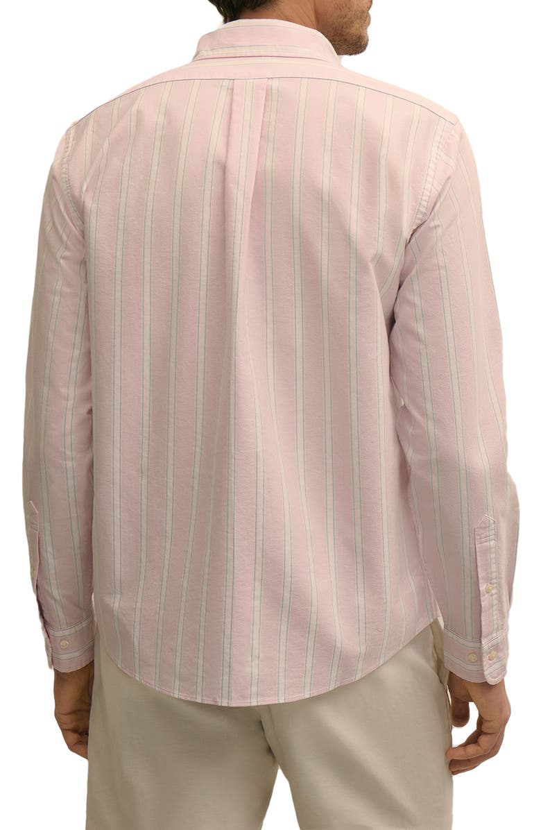 Brooks Brothers Friday Regular Fit Stripe Cotton Oxford Button-Down Shirt, Alternate, color, Pink Stripe