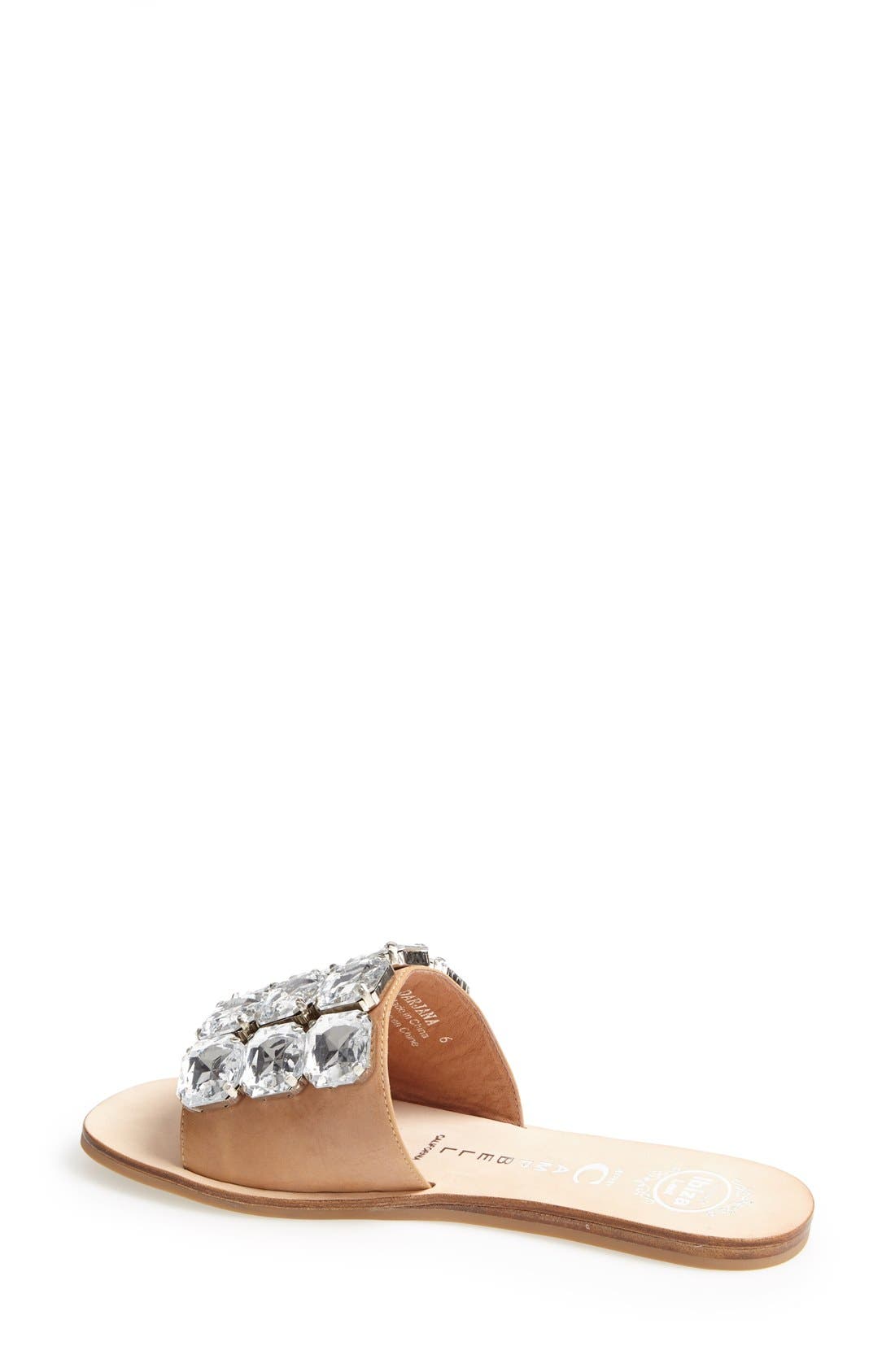 'Darjana' Jeweled Leather Slide Sandal, Alternate, color, NUDE COMBO