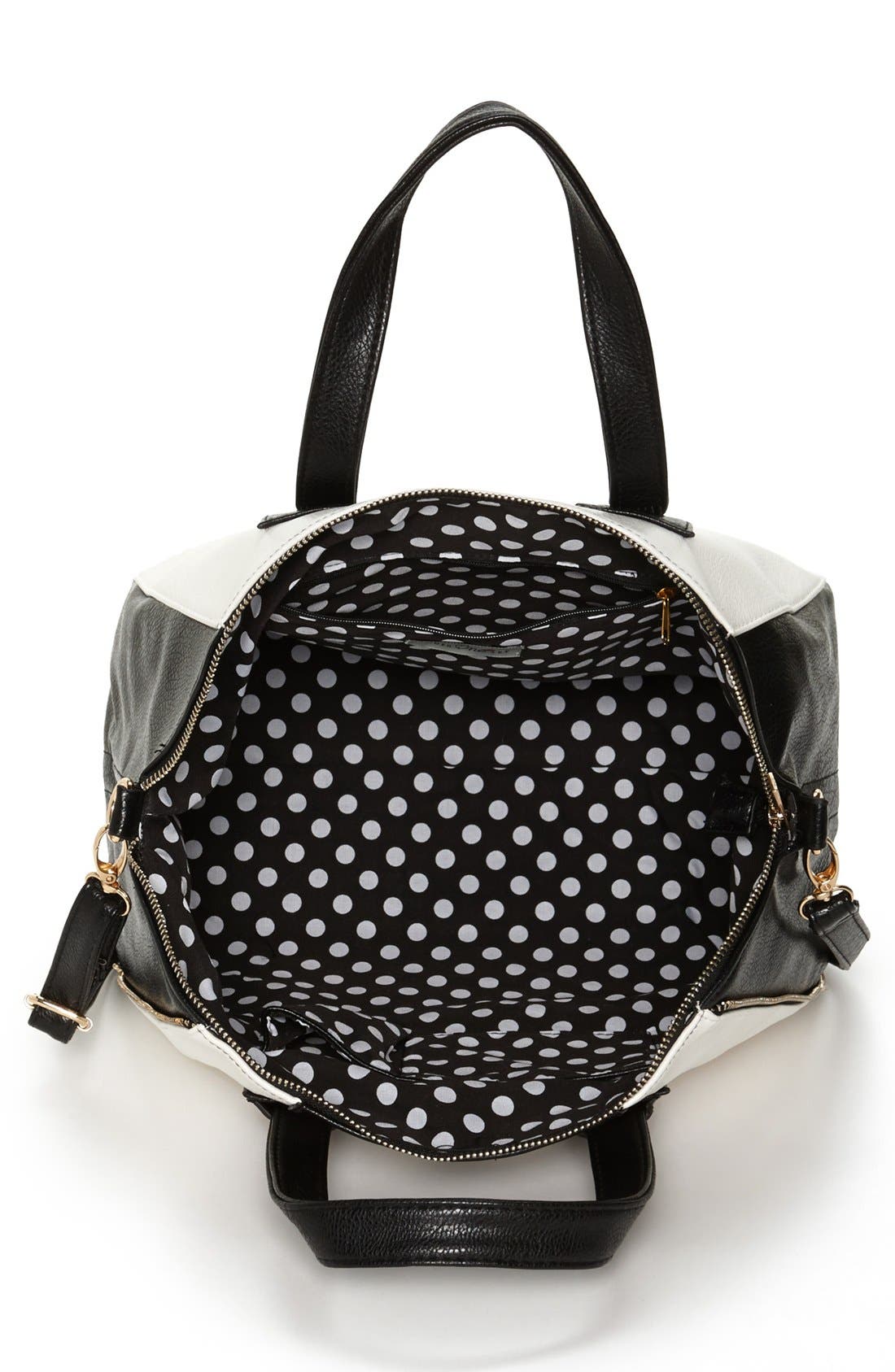 Two-Tone Satchel, Alternate, color, BLACK/ WHITE