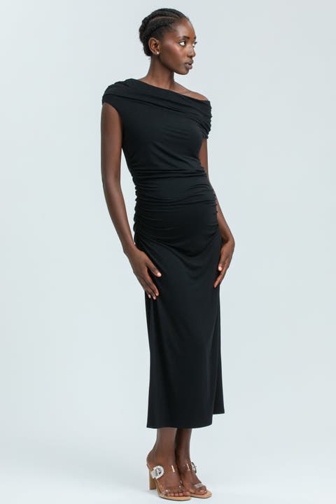 Mulan Off the Shoulder Jersey Maternity Dress