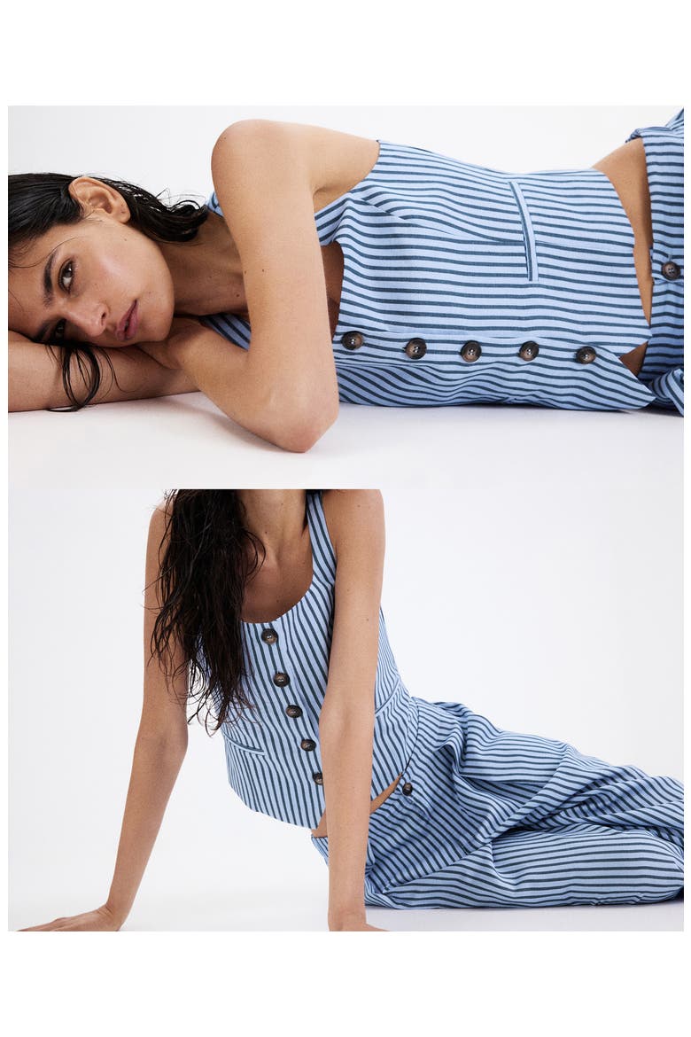 Striped Buttoned Vest, Alternate, color, SKY BLUE