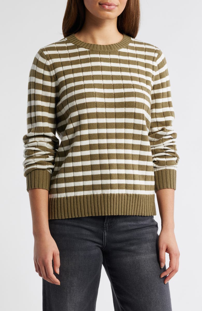 Caslon<sup>®</sup> Stripe Crewneck Rib Sweater, Main, color,