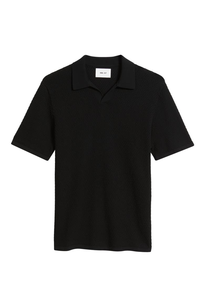 Paul 60016 Johnny Collar Textured Cotton Polo, Alternate, color, BLACK