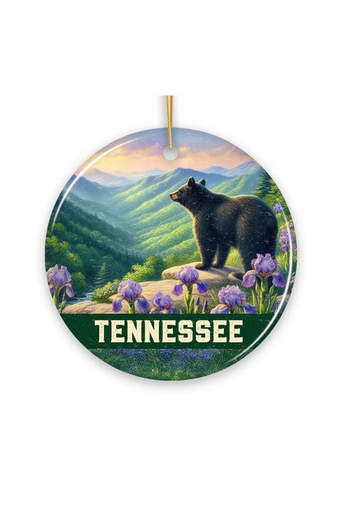 Smoky Mountains Black Bear Iris Ceramic Ornament