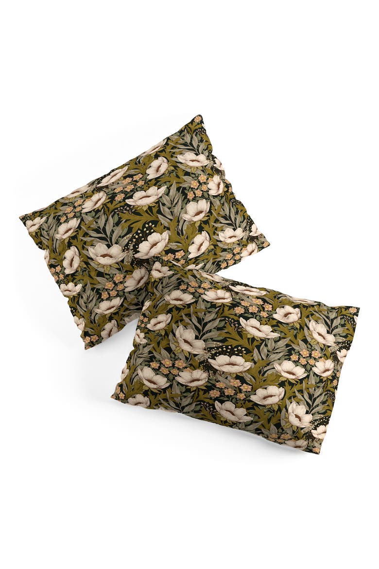 Floral Meadow Spring Green Duvet Cover & Shams Set, Alternate, color, GREEN