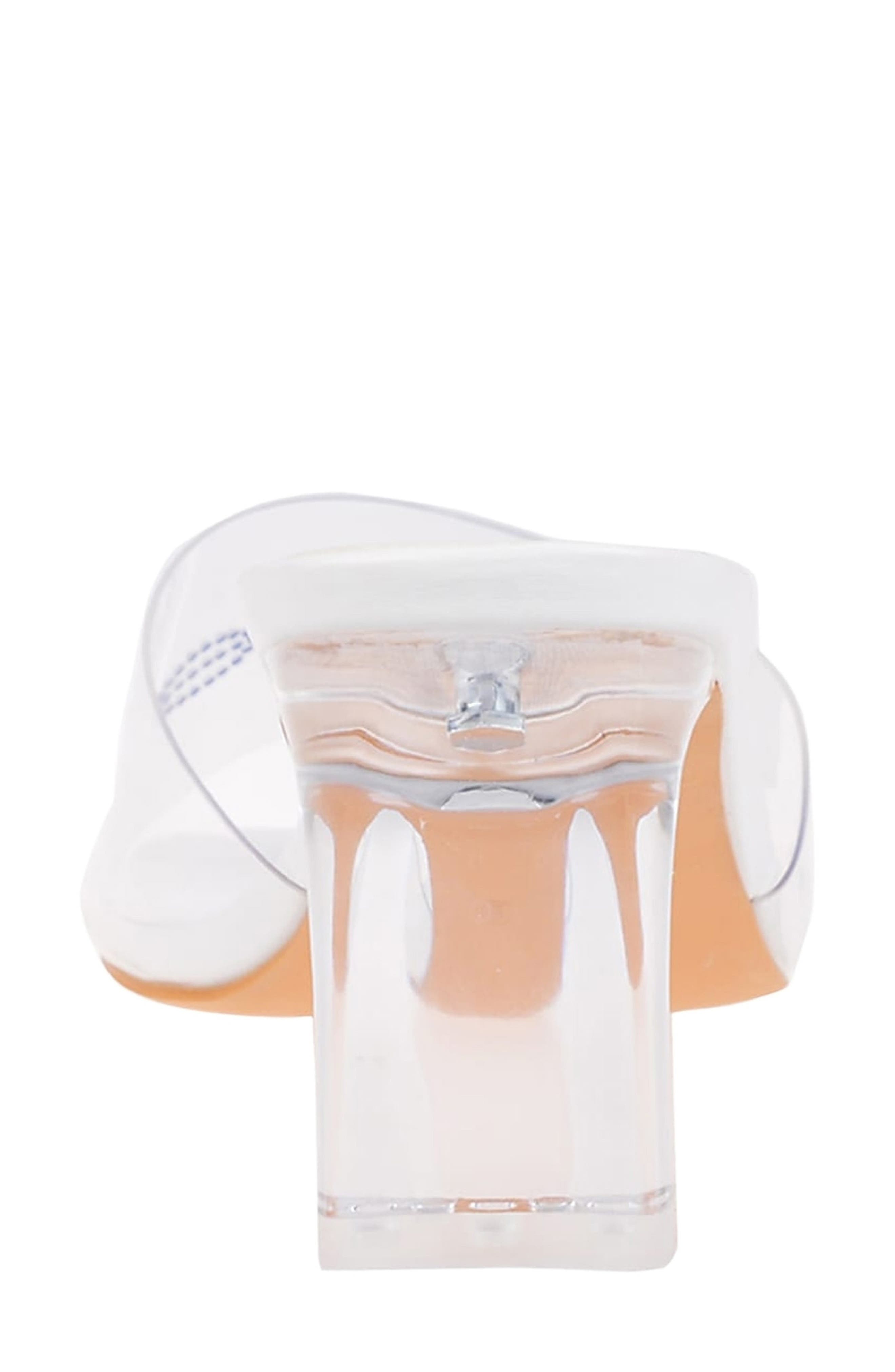 bebe Rhinestone Logo Clear Slide Sandal, Alternate, color, 