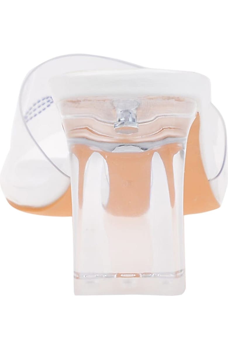 bebe Rhinestone Logo Clear Slide Sandal, Alternate, color,