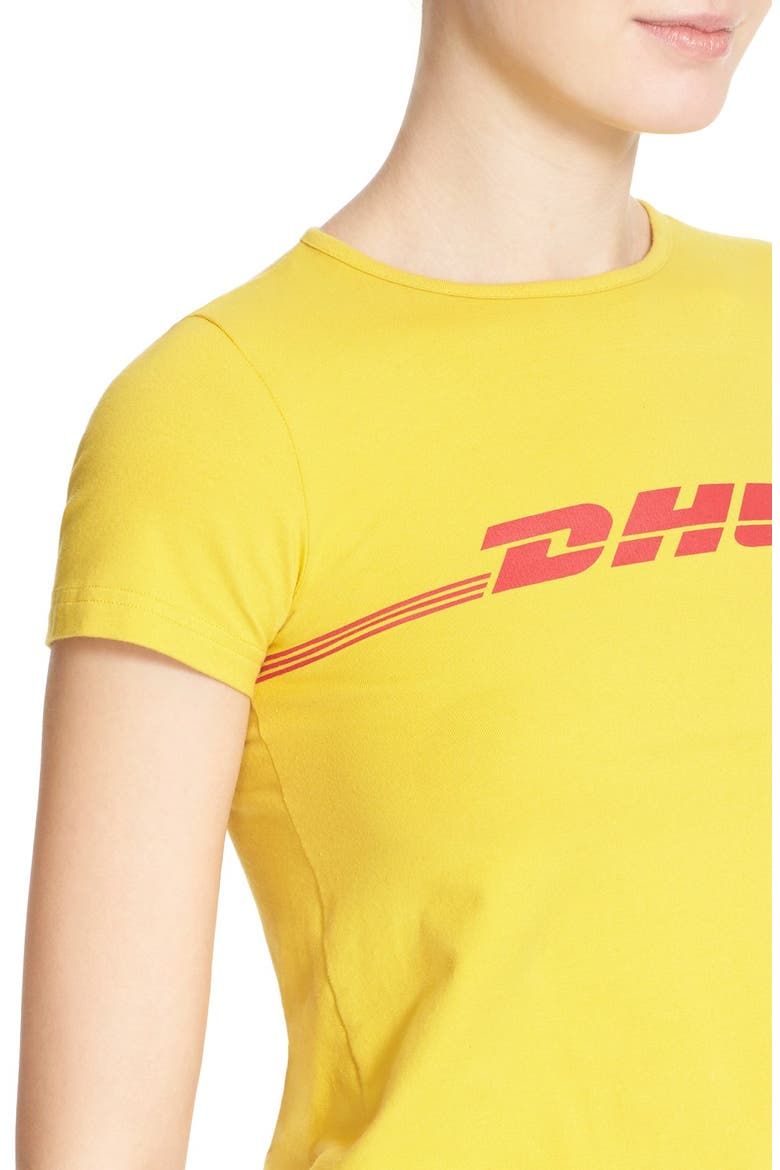 'DHL' Graphic Print Long Tee, Alternate, color, YELLOW / PRINT