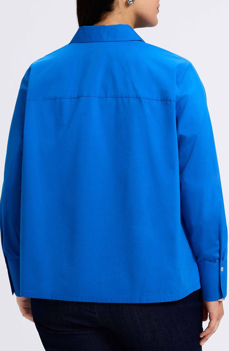 Foxcroft Bella Solid Popover Top, Alternate, color, Cobalt Blue