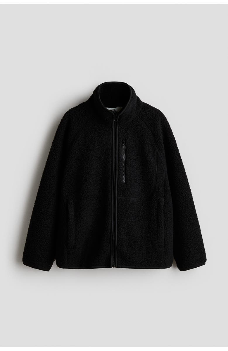H&M Teddy Jacket, Main, color, Black