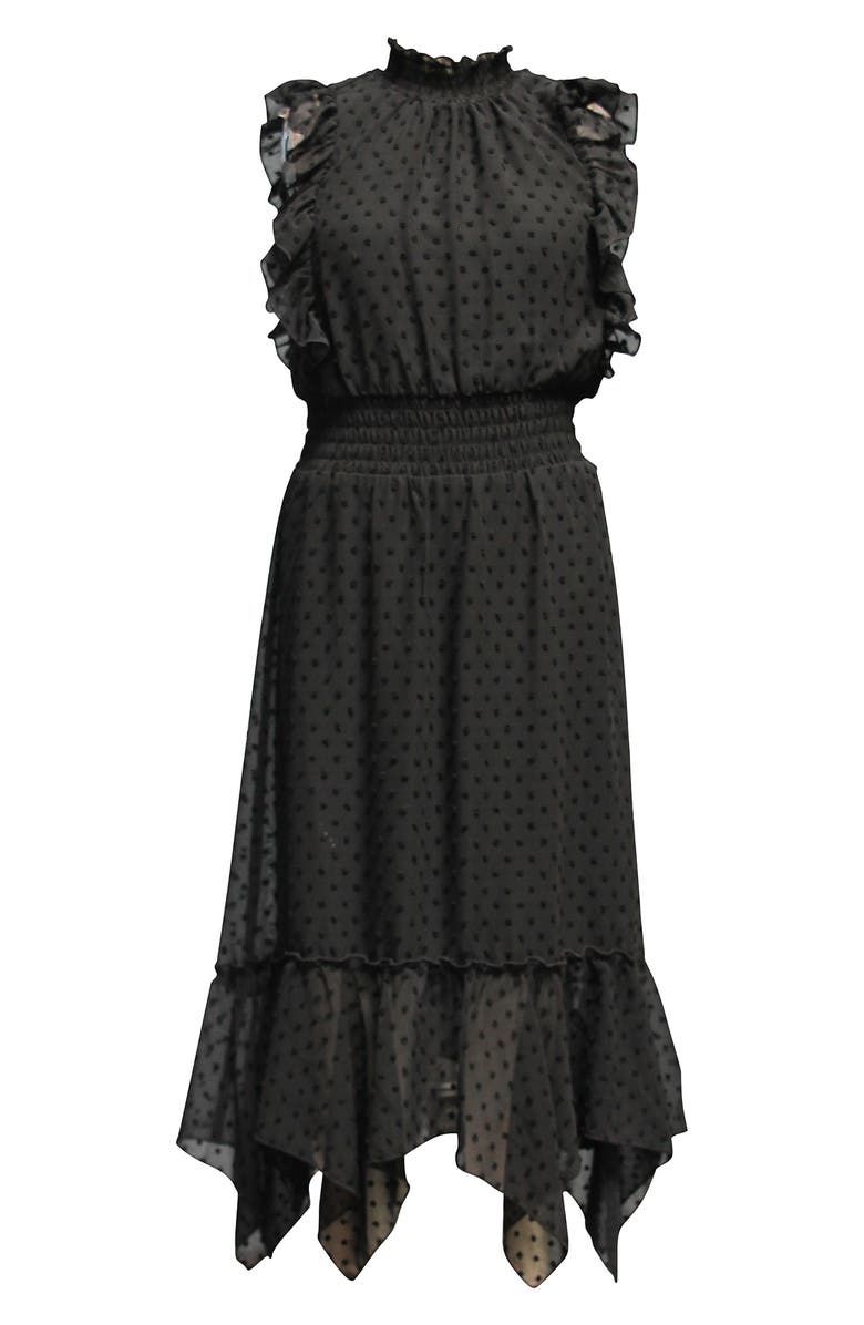 Ava & Yelly Kids' Clip Dot Hankey Maxi Dress, Main, color, Black