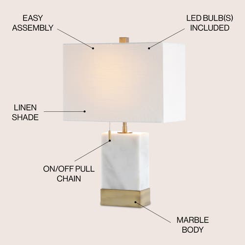 Jonathan Y Trevor Marble/iron Gold Modern Console Led Table Lamp In White/brass Gold