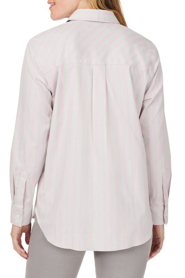 Stripe Boyfriend Button-Up Shirt, Alternate, color, HEATHER GREY CO