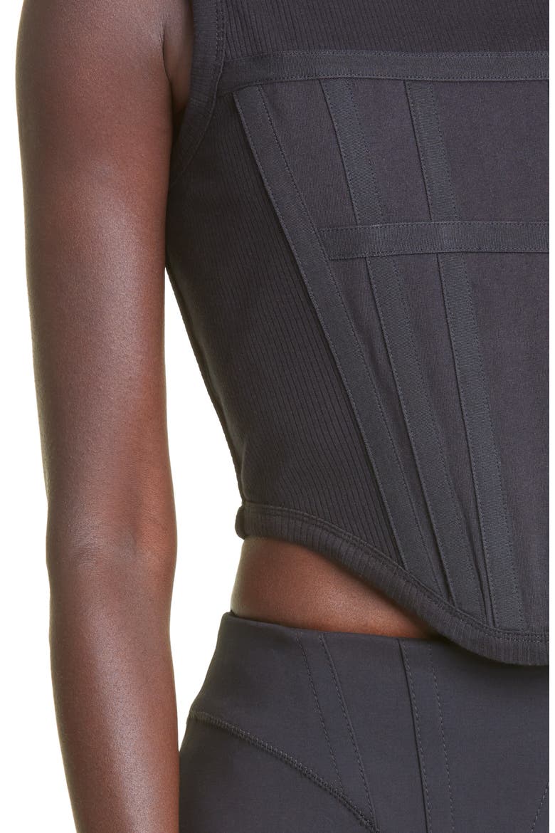 Gender Inclusive Rib Jersey Corset Tank, Alternate, color, BLACK