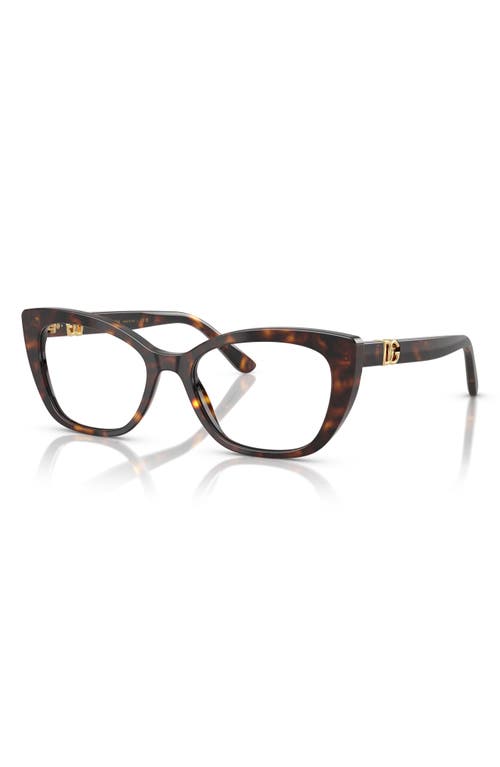 Dolce & Gabbana Dolce&gabbana 54mm Cat Eye Optical Glasses In Dark Havana