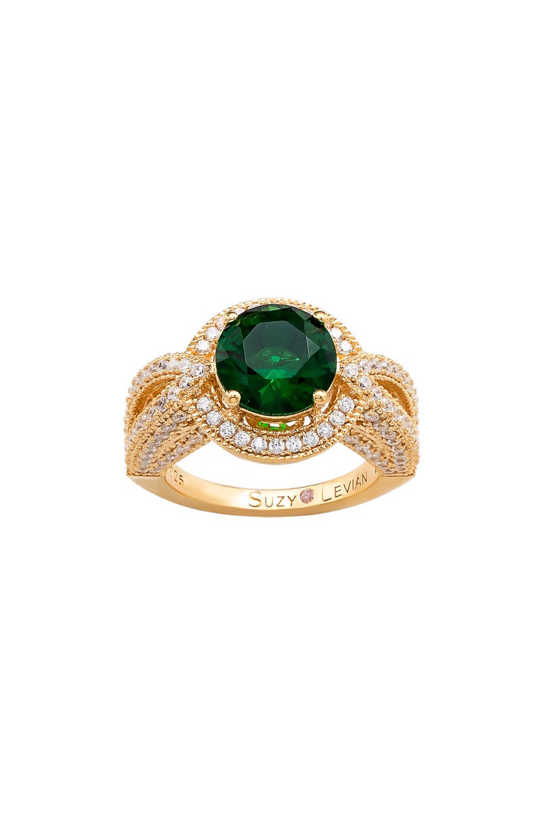 Cubic Zirconia Halo Ring, Alternate, color, GREEN