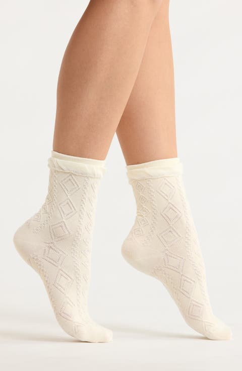 Cherry Print Cotton Crew Socks