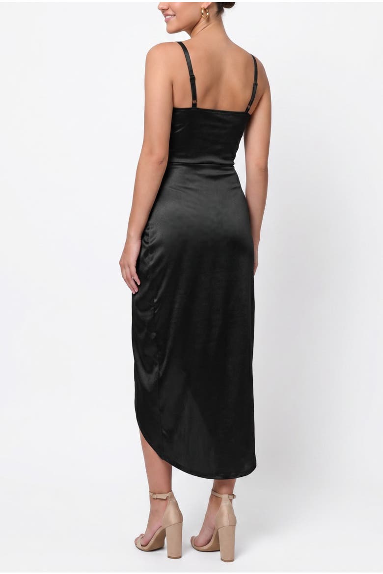 Bree Satin Wrap Midi Dress, Alternate, color, Black