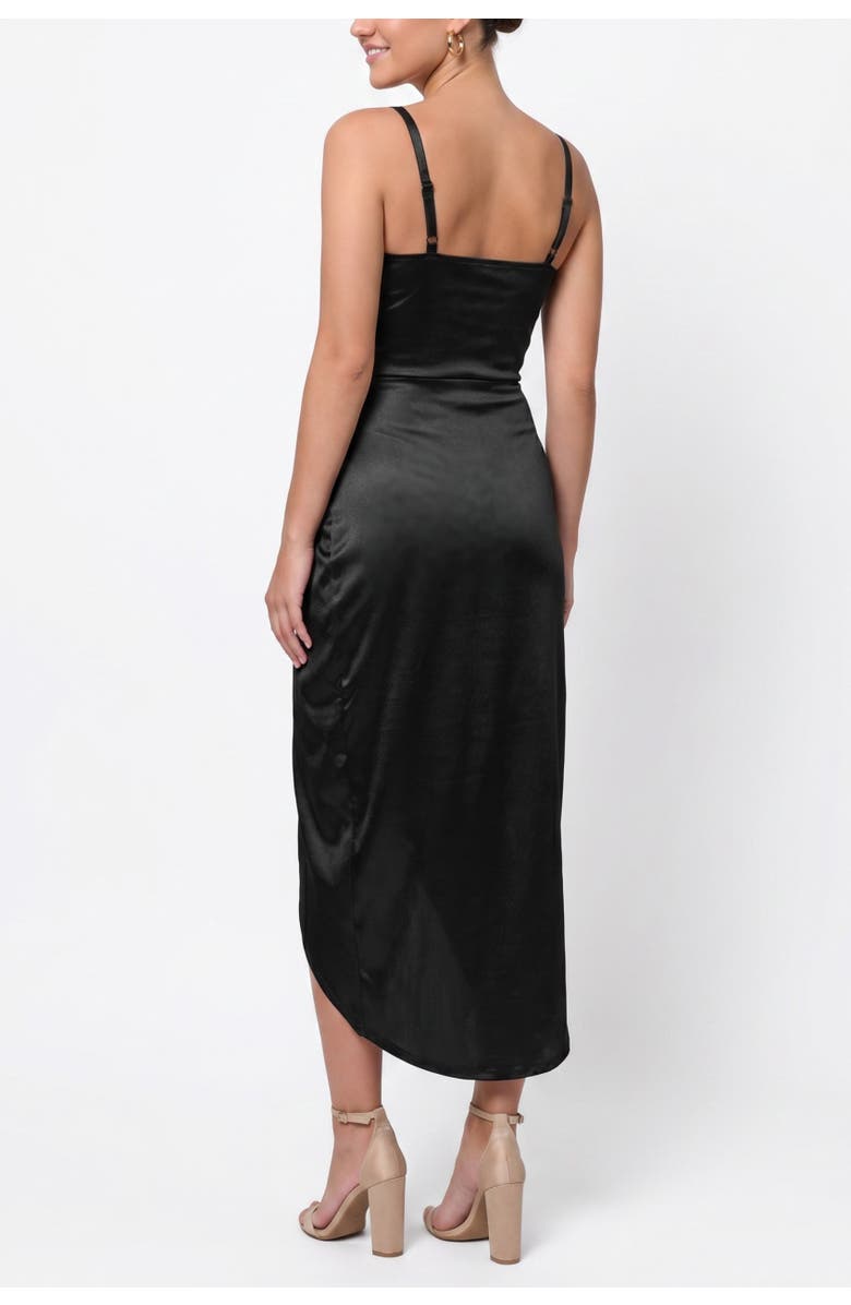 RACHEL Rachel Roy Bree Satin Wrap Midi Dress, Alternate, color, Black