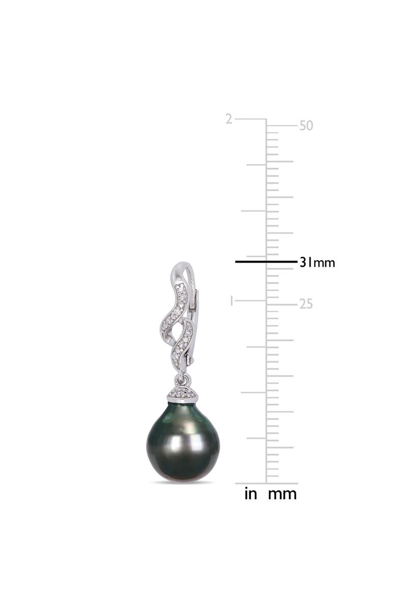 Julianna B. Tahitian Pearl & Diamond Twist Drop Earrings, Alternate, color, Cultured Tahitian Pearl