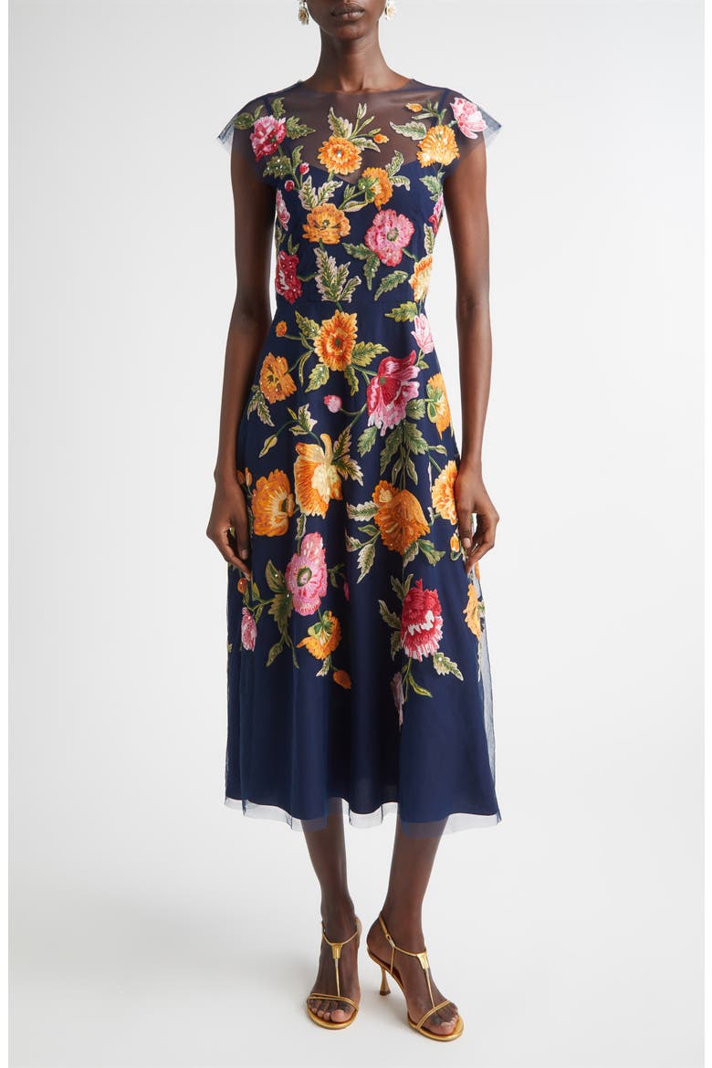 Poppy Sequin Embroidered Tulle Gown, Main, color, MIDNIGHT MULTI