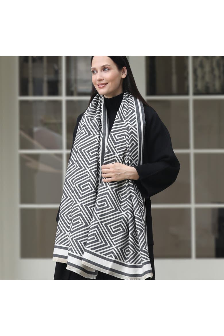 The Emma Scarf, Alternate, color, Dark Grey/Cream