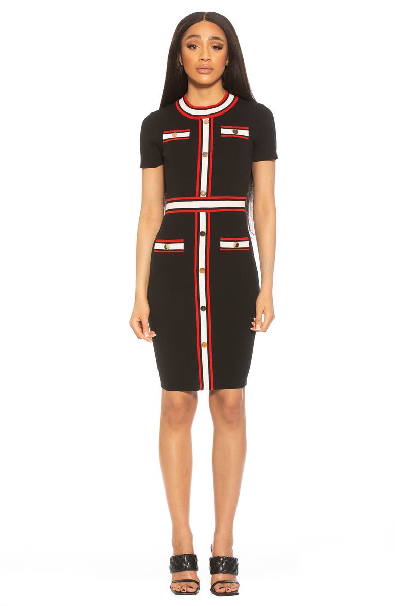 Alexia Admor Nicki Stripe Short Sleeve Sheath Dress, Alternate, color, 