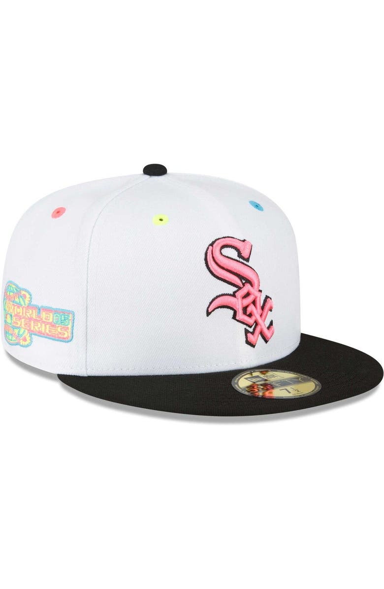 New Era Men's New Era White Chicago White Sox Neon Eye 59FIFTY Fitted Hat, Alternate, color,