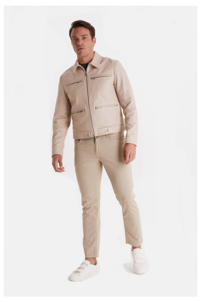 Marcus Leather Jacket, Alternate, color, Beige
