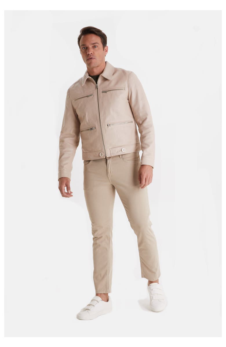 Furniq UK Marcus Leather Jacket, Alternate, color, Beige