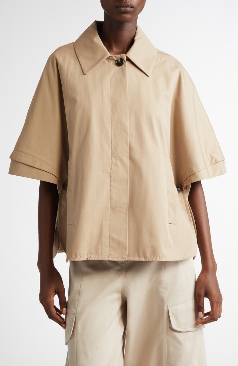 Max Mara Parole Twill Crop Cape Jacket, Main, color, Colonial