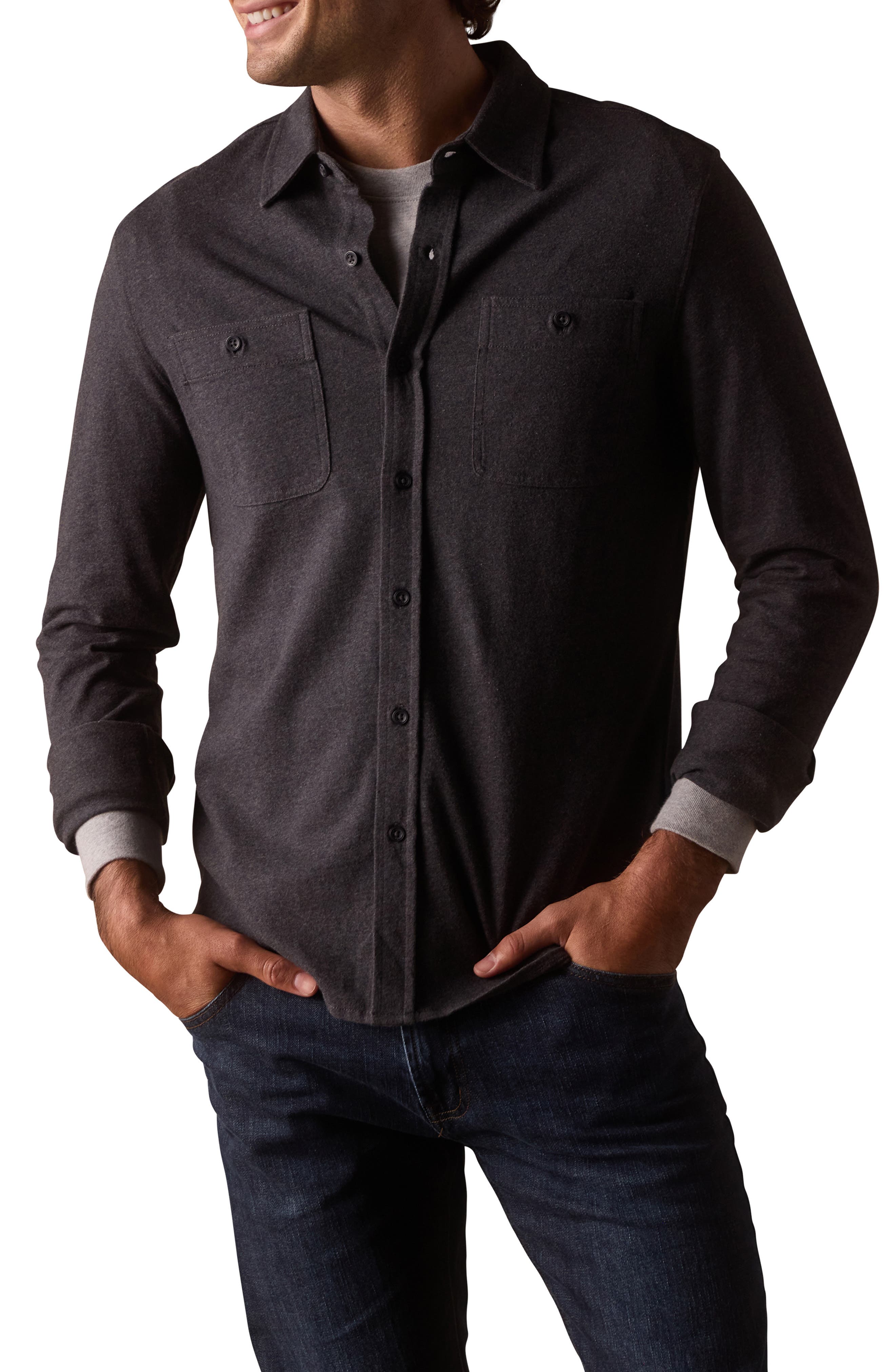 The Normal Brand Lennox Cotton Jersey Button-Up Shirt (Men) | Nordstrom