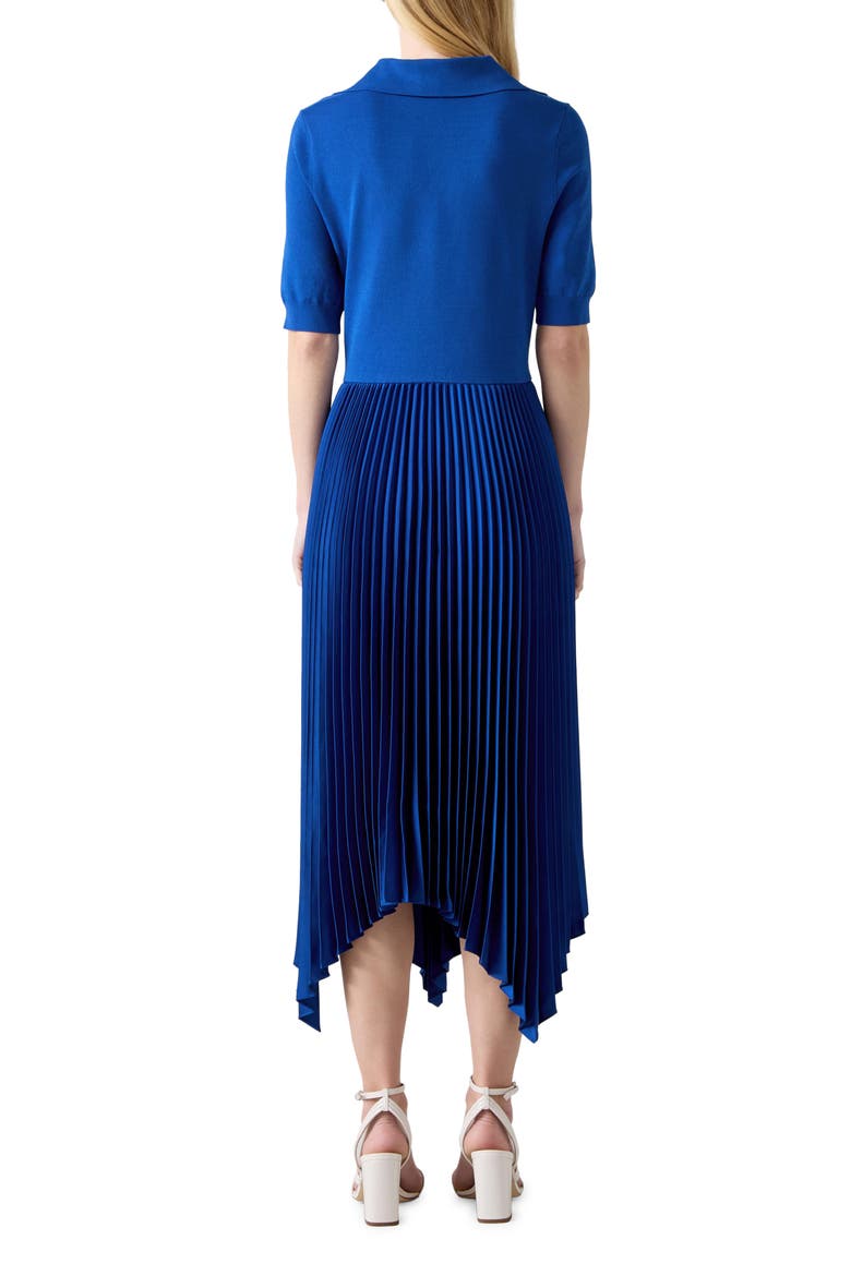 Lorna Handkerchief Hem Pleated Dress, Alternate, color, BLUE