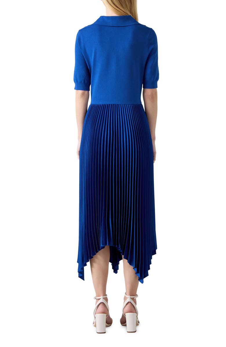 LK Bennett Lorna Handkerchief Hem Pleated Dress, Alternate, color, Blue